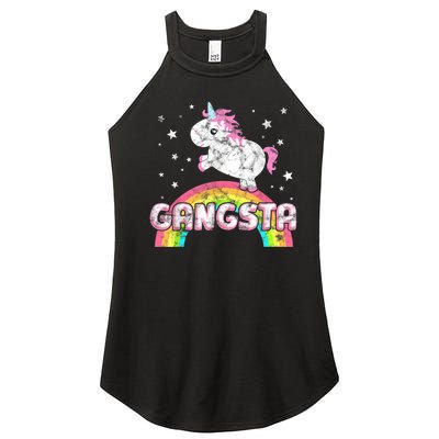 Funny Gift For Ironic Cool Unicorn Gangsta Rap Music Festival Women's Perfect Tri Rocker Tank