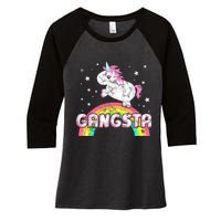 Funny Gift For Ironic Cool Unicorn Gangsta Rap Music Festival Women's Tri-Blend 3/4-Sleeve Raglan Shirt