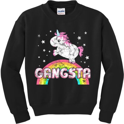 Funny Gift For Ironic Cool Unicorn Gangsta Rap Music Festival Kids Sweatshirt