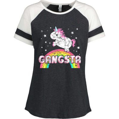 Funny Gift For Ironic Cool Unicorn Gangsta Rap Music Festival Enza Ladies Jersey Colorblock Tee