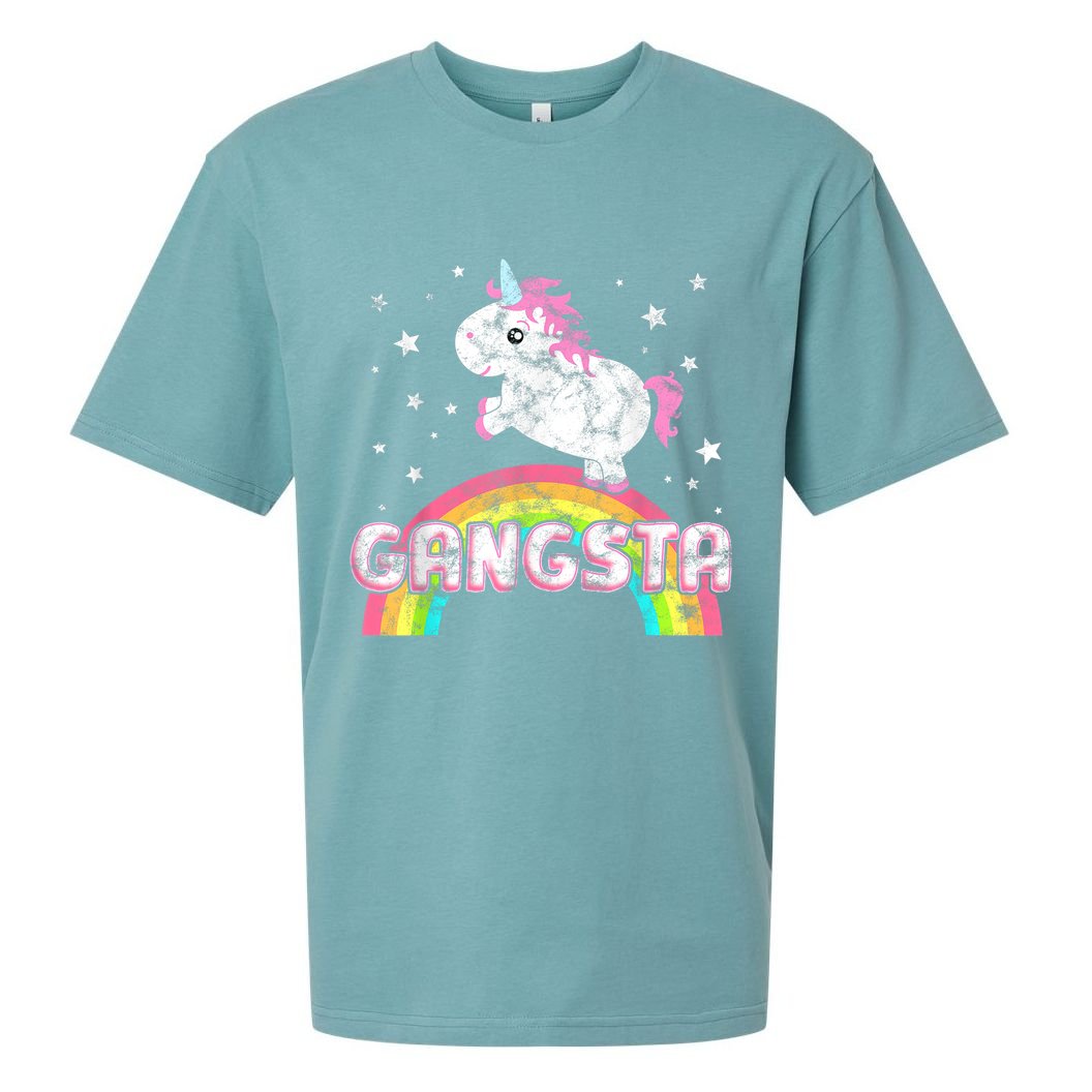 Funny Gift For Ironic Cool Unicorn Gangsta Rap Music Festival Sueded Cloud Jersey T-Shirt