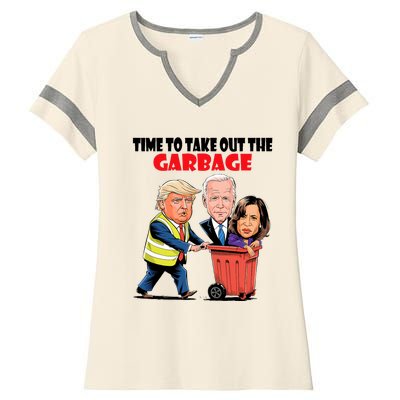 Funny Garbage For Trump 2024 Time To Take Out The Garbage Ladies Halftime Notch Neck Tee