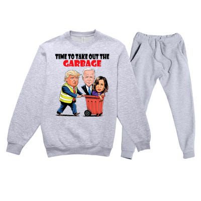 Funny Garbage For Trump 2024 Time To Take Out The Garbage Premium Crewneck Sweatsuit Set