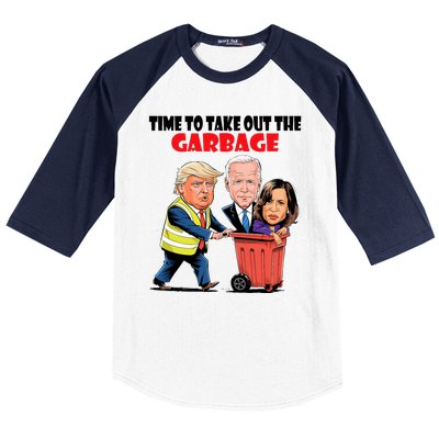 Funny Garbage For Trump 2024 Time To Take Out The Garbage Baseball Sleeve Shirt