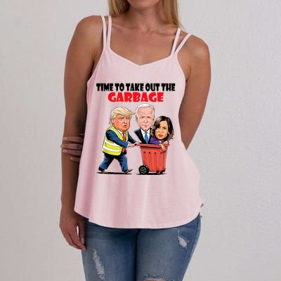 Funny Garbage For Trump 2024 Time To Take Out The Garbage Women's Strappy Tank