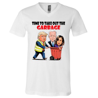 Funny Garbage For Trump 2024 Time To Take Out The Garbage V-Neck T-Shirt