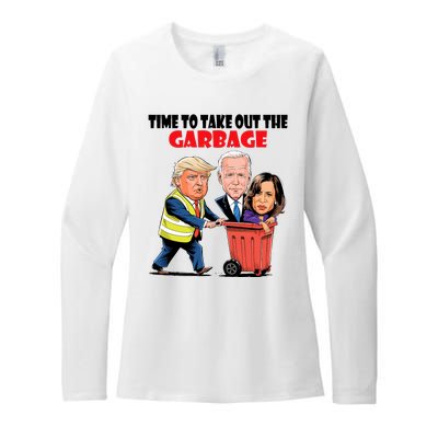 Funny Garbage For Trump 2024 Time To Take Out The Garbage Womens CVC Long Sleeve Shirt