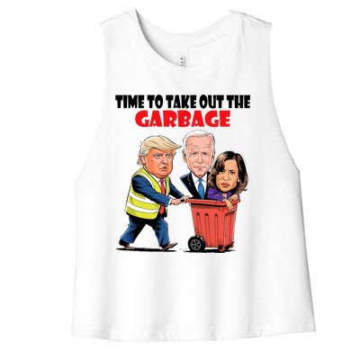 Funny Garbage For Trump 2024 Time To Take Out The Garbage Women's Racerback Cropped Tank