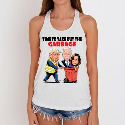 Funny Garbage For Trump 2024 Time To Take Out The Garbage Women's Knotted Racerback Tank