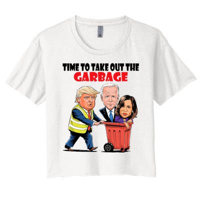 Funny Garbage For Trump 2024 Time To Take Out The Garbage Women's Crop Top Tee