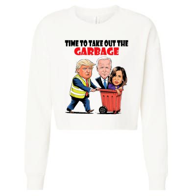 Funny Garbage For Trump 2024 Time To Take Out The Garbage Cropped Pullover Crew