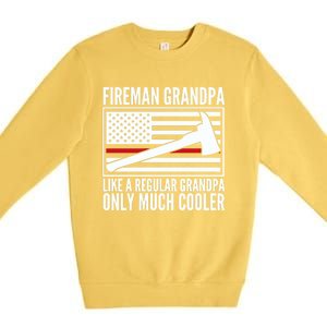 Fire Grandpa Funny Gift For Grandpa Firefighter Great Gift Premium Crewneck Sweatshirt