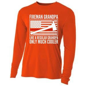 Fire Grandpa Funny Gift For Grandpa Firefighter Great Gift Cooling Performance Long Sleeve Crew