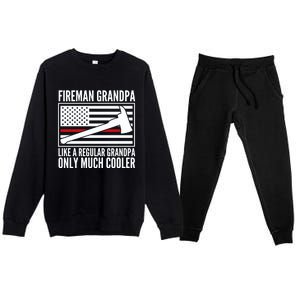 Fire Grandpa Funny Gift For Grandpa Firefighter Great Gift Premium Crewneck Sweatsuit Set