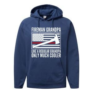 Fire Grandpa Funny Gift For Grandpa Firefighter Great Gift Performance Fleece Hoodie