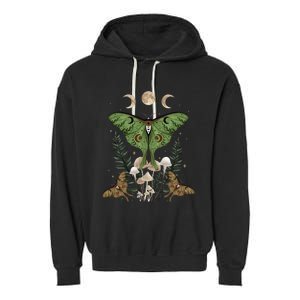 Fairy Grunge Fairycore Aesthetic Goth Luna Moth Mushroom Garment-Dyed Fleece Hoodie