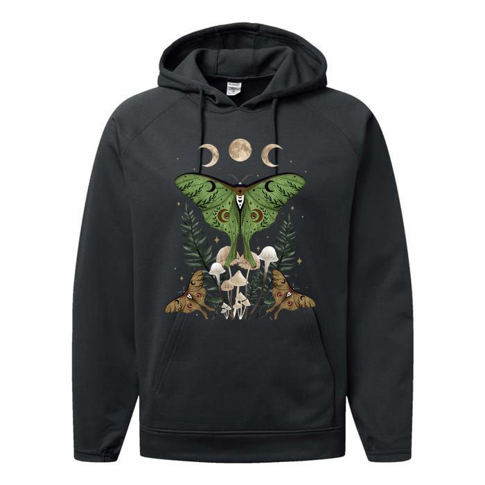 Fairy Grunge Fairycore Aesthetic Goth Luna Moth Mushroom Performance Fleece Hoodie