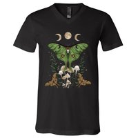 Fairy Grunge Fairycore Aesthetic Goth Luna Moth Mushroom V-Neck T-Shirt