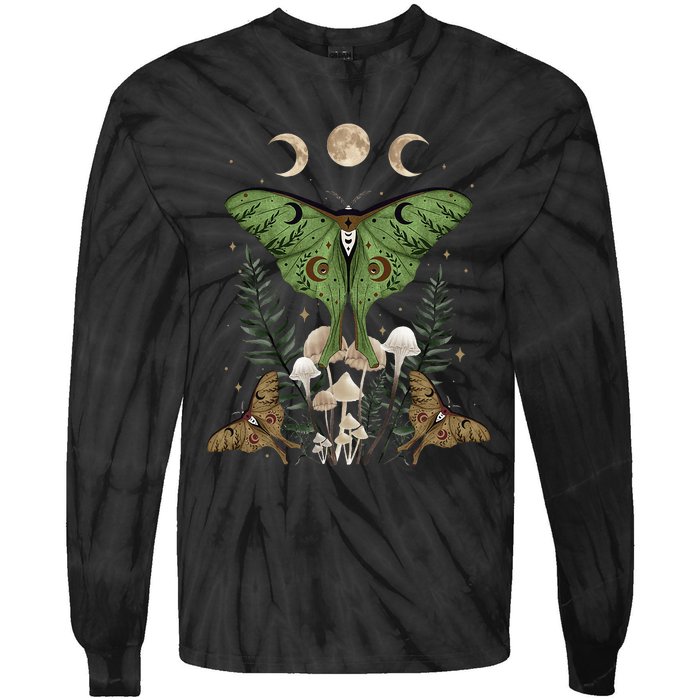 Fairy Grunge Fairycore Aesthetic Goth Luna Moth Mushroom Tie-Dye Long Sleeve Shirt