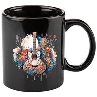 Floral Guitar 11oz C Handle Ceramic Mug