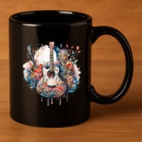 Floral Guitar 11oz C Handle Ceramic Mug