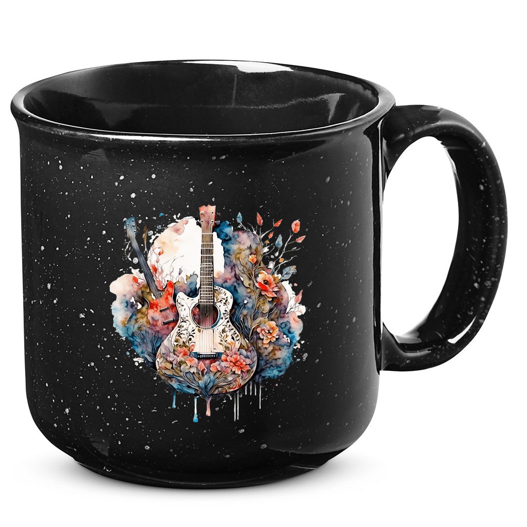 Floral Guitar 15oz Campfire Ceramic Mug