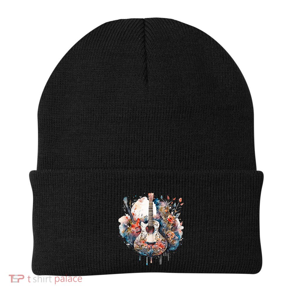 Floral Guitar Knit Cap Winter Beanie