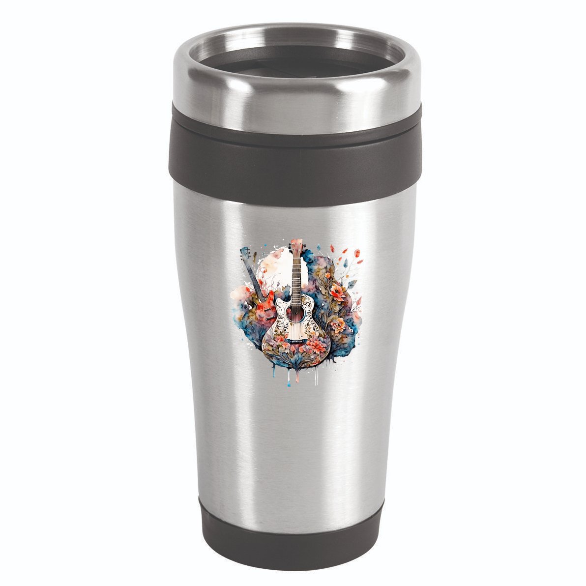 Floral Guitar 16oz Travel Tumbler