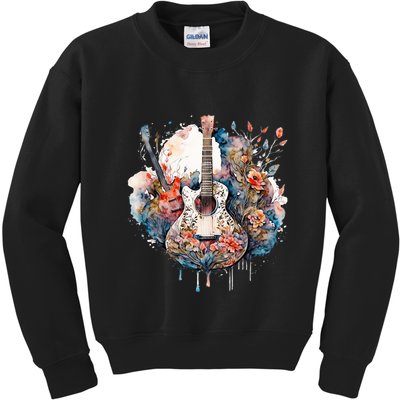 Floral Guitar Kids Sweatshirt