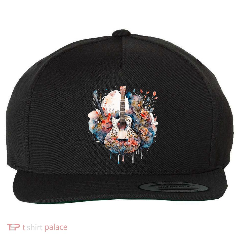 Floral Guitar Wool Snapback Cap