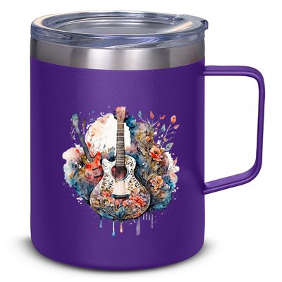 Floral Guitar 12oz Stainless Steel Coffee Mug