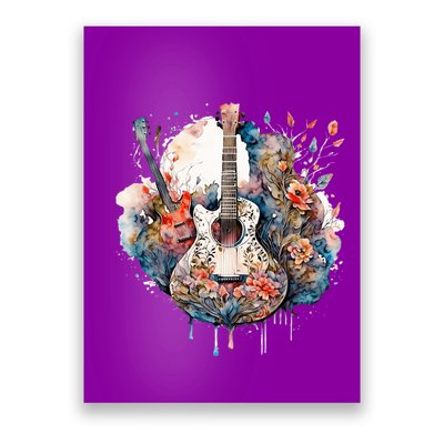 Floral Guitar Poster