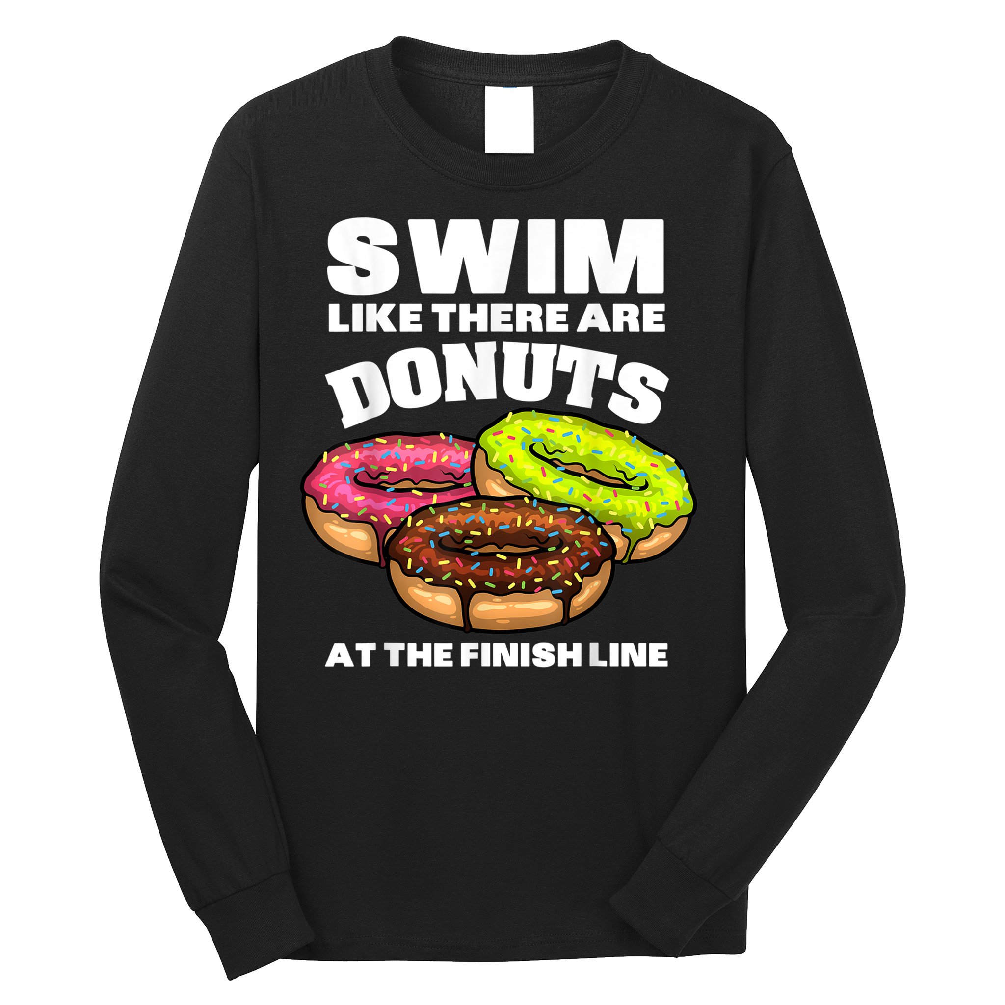 Funny Gift For Swimming Donut Design Men Women Swimmer Sports Athlete Long Sleeve Shirt