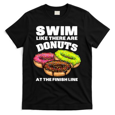 Funny Gift For Swimming Donut Design Men Women Swimmer Sports Athlete T-Shirt