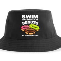 Funny Gift For Swimming Donut Design Men Women Swimmer Sports Athlete Sustainable Bucket Hat