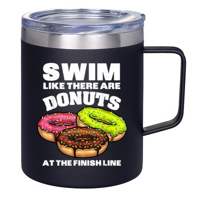 Funny Gift For Swimming Donut Design Men Women Swimmer Sports Athlete 12oz Stainless Steel Coffee Mug