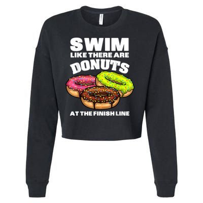Funny Gift For Swimming Donut Design Men Women Swimmer Sports Athlete Cropped Pullover Crew