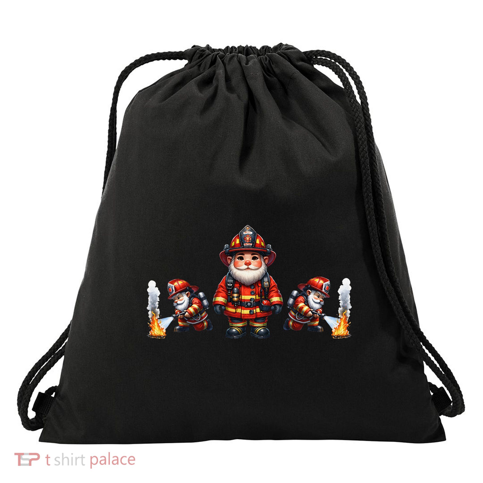 Firefighting Grandpa Firefighter Dad Gnomes For Fireman .Png Drawstring Bag