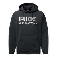 Fuck Glioblastoma Fu Cancer Awareness Ribbon Warrior Fighter Performance Fleece Hoodie