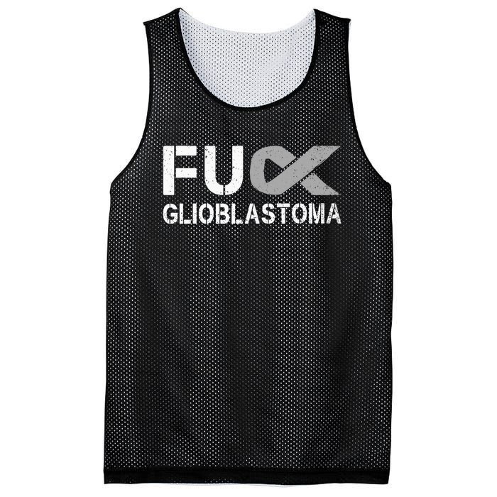 Fuck Glioblastoma Fu Cancer Awareness Ribbon Warrior Fighter Mesh Reversible Basketball Jersey Tank