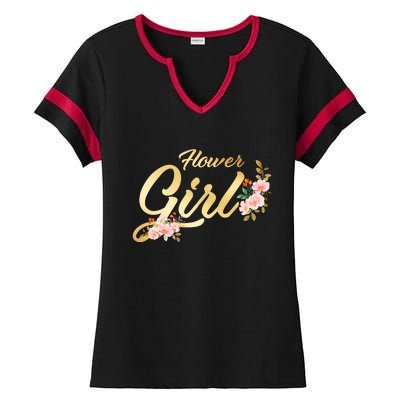 Flower Girl Floral Cute Wedding Ladies Halftime Notch Neck Tee