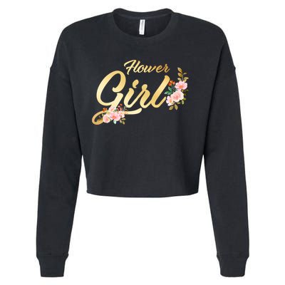 Flower Girl Floral Cute Wedding Cropped Pullover Crew