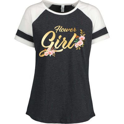 Flower Girl Floral Cute Wedding Enza Ladies Jersey Colorblock Tee