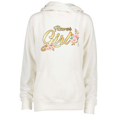 Flower Girl Floral Cute Wedding Womens Funnel Neck Pullover Hood