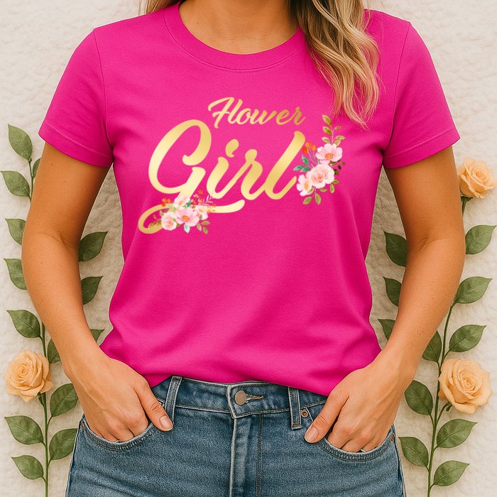 Flower Girl Floral Cute Wedding Womens T-Shirt