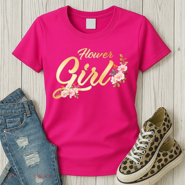 Flower Girl Floral Cute Wedding Womens T-Shirt