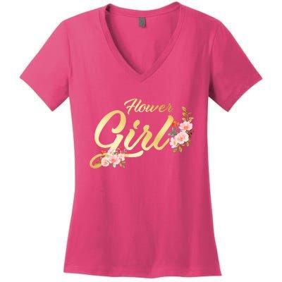 Flower Girl Floral Cute Wedding Women's V-Neck T-Shirt