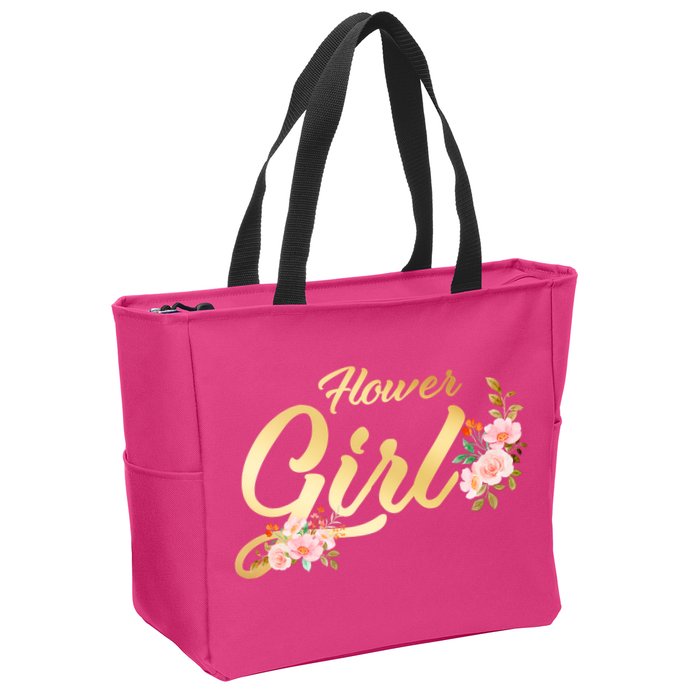 Flower Girl Floral Cute Wedding Zip Tote Bag