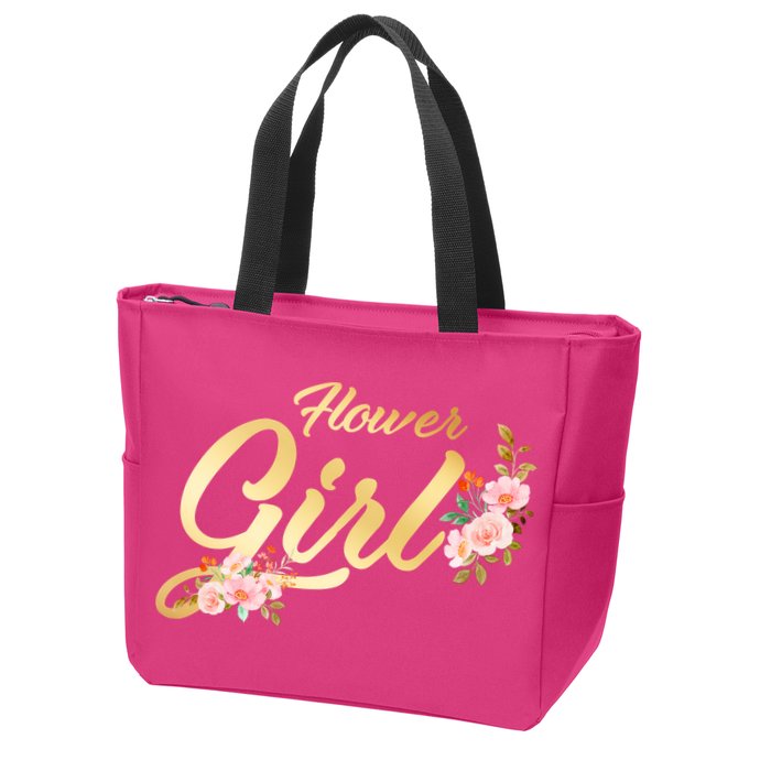 Flower Girl Floral Cute Wedding Zip Tote Bag