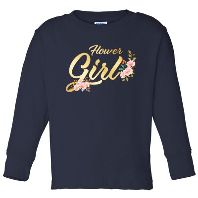 Flower Girl Floral Cute Wedding Toddler Long Sleeve Shirt